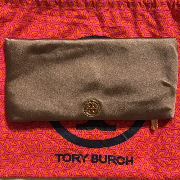 Tory Burch Metallic Gold and Rich Brown Clutch - Picture 4 of 5